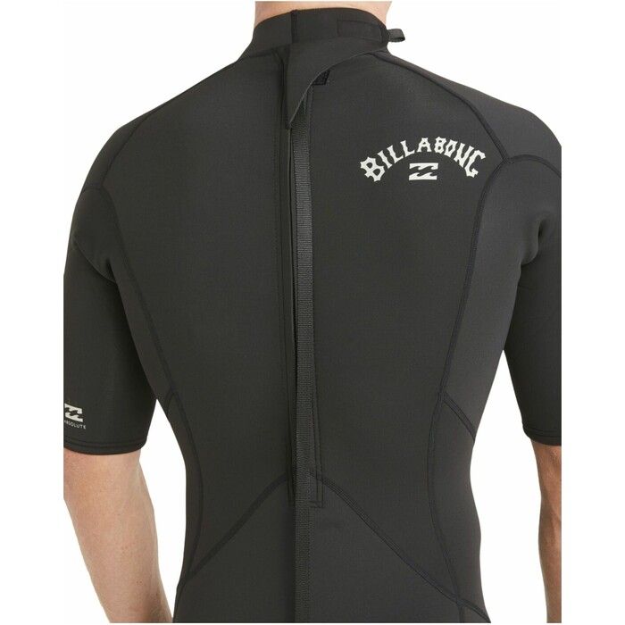 2024 Billabong Mens Absolute 2mm Flatlock Back Zip Shorty Wetsuit ABYW500117 - Black